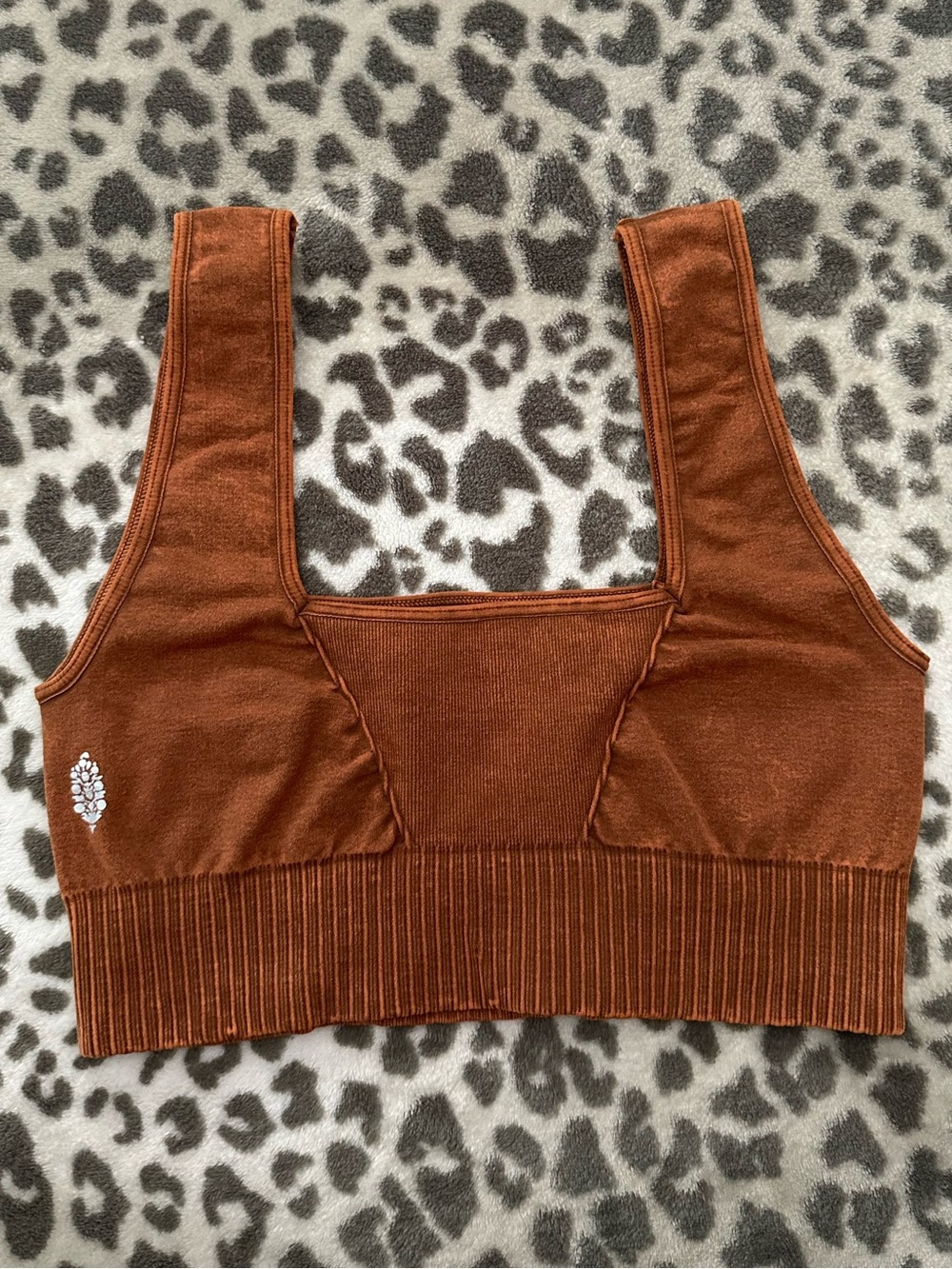 NWOT Free People FP Movement Good Karma Square Neck Bra Toasted Coconut M/L